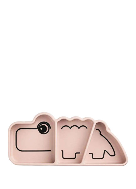 Croco Pink Silicone Vacuum Compartment Kids Plate