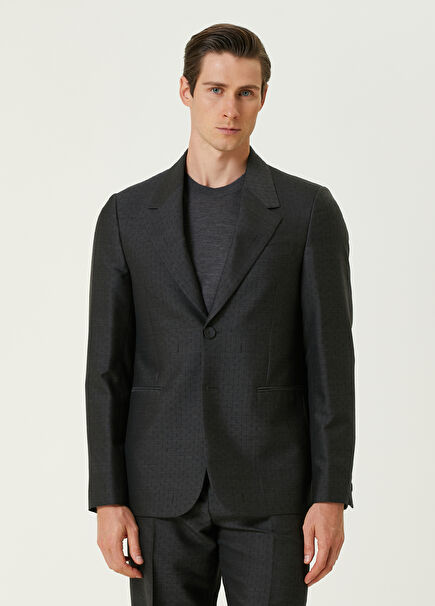 Anthracite Striped Patterned Wool Jacket