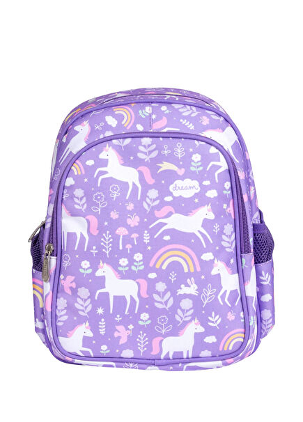 Little Lovely Unicorn Dreams Patterned Purple Thermal Compartment Girls' School Bag