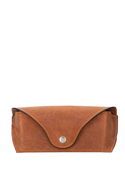 Capri Saddle Brown Kahverengi Deri Unisex Gözlük Kılıfı