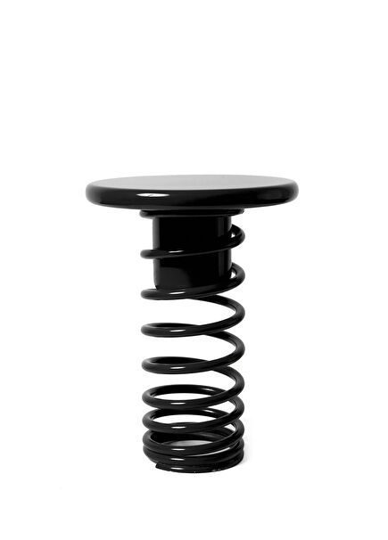 Twist Black Metal Stool with Wooden Top