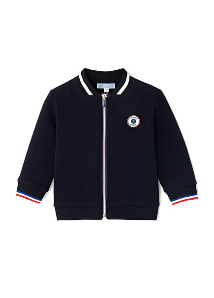 Navy Zipped Jumper with Badge Detail for Baby Boys