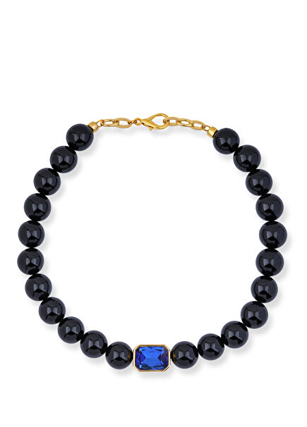 Bodrum Oniks Ve Mavi Yeşil Kristal Kolye