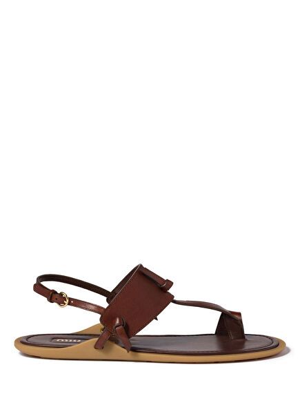 Kahverengi Deri Kadın Parmak Arası Sandalet