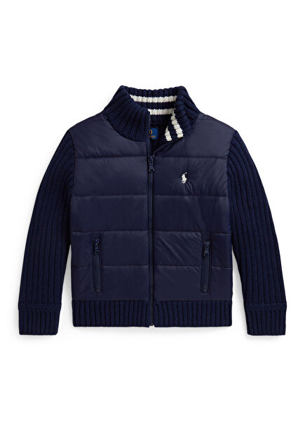 Navy Quilted Trim Boys' Cardigan