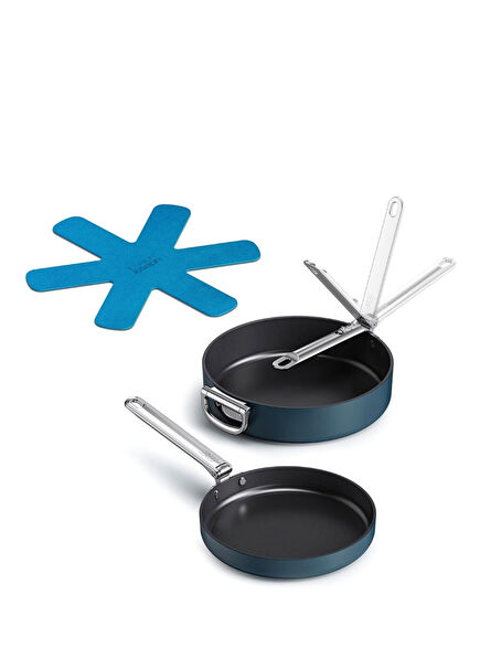 Space Blue Aluminum 3 Piece Frying Pan Set