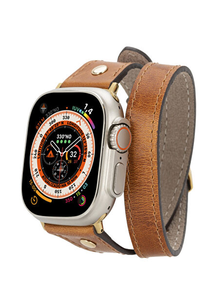 Alpine Double Tour 44/45/46/49mm Mocca Brown Leather Apple Watch Smart Watch Band