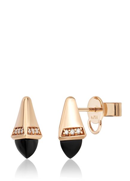 Oniks Kadın Altın Küpe