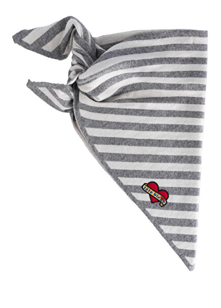 Joan Grey White Striped Women's Wool Blend Scarf