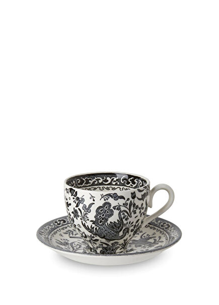 Black Regal Peacock Porselen Çay Fincanı ve Tabağı