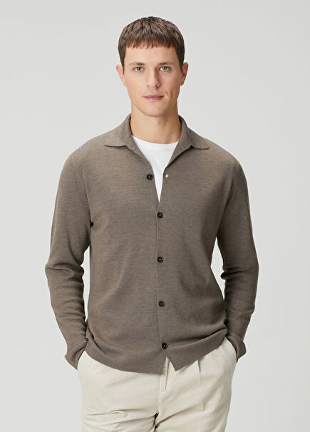 Kahverengi Yün Triko Hırka