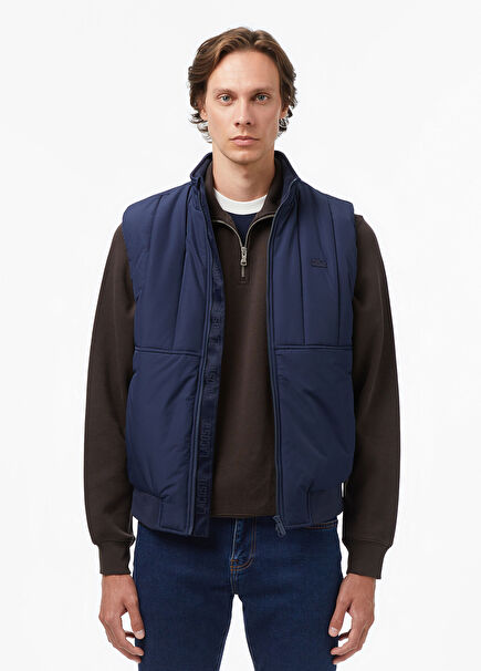 Lacivert Dik Yaka Erkek Spor Yelek