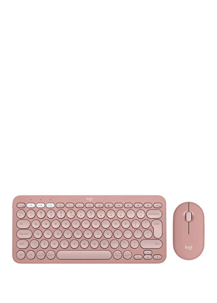 Pebble 2 Sessiz Pembe Kablosuz Türkçe Q Klavye ve Mouse Seti 920-012247
