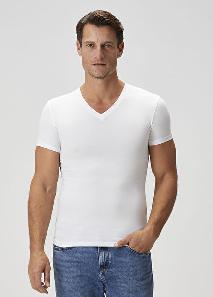 White V-Neck T-Shirt