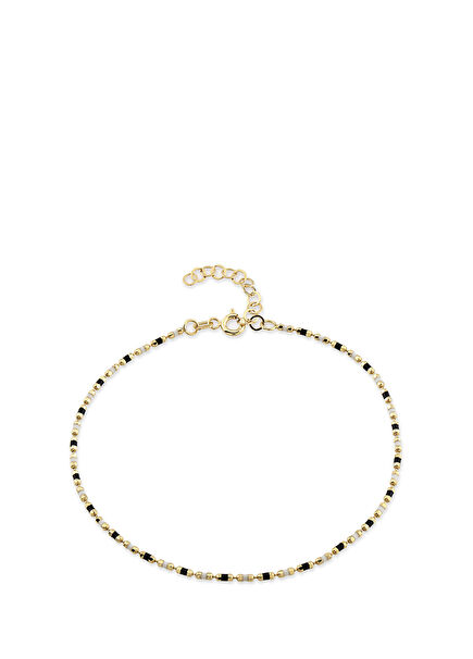 Golf Black and White Enamel 14K Yellow Gold Women's Bracelet