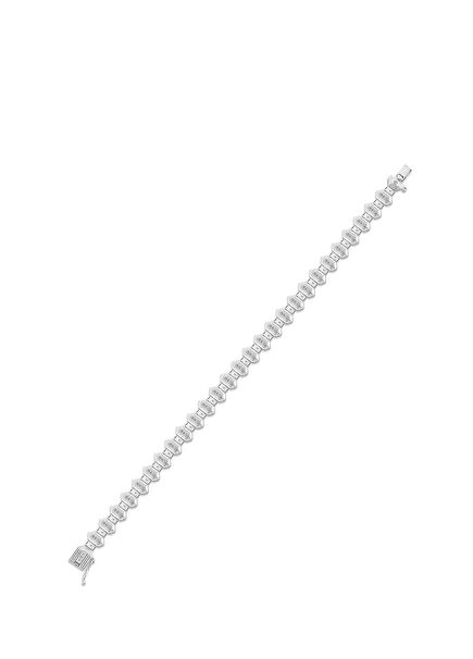 Tiger Charm White Hyde Zircon Stone White Gold Plated 925 Sterling Silver Men's Bracelet