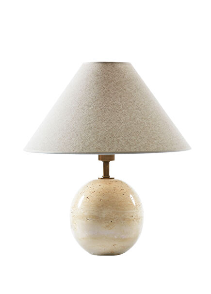 Round Açık Bej Traverten Abajur