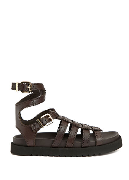 Goldie Gladiator Kahverengi Kadın Deri Sandalet
