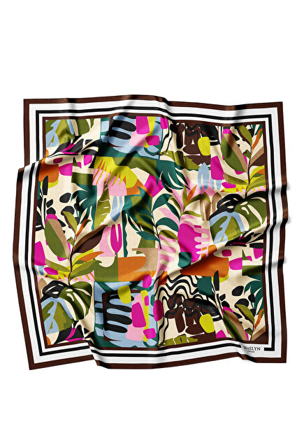 Tropical Harmony Renkli Twill İpek Kadın Eşarp 