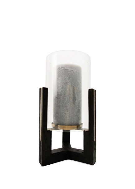 Brass Plated Glass Candle Holder