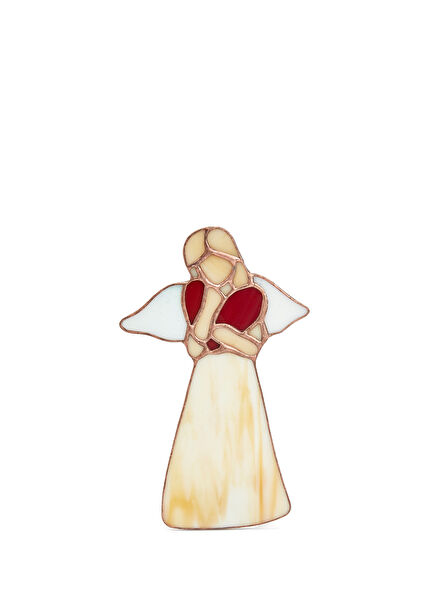Beige Angel Shaped Glass Candle Holder