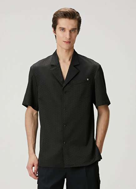 Black Logo Motif Short-Sleeved Shirt