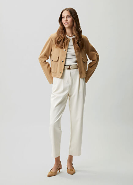 Kırık Beyaz Havuç Form Eşofman Altı