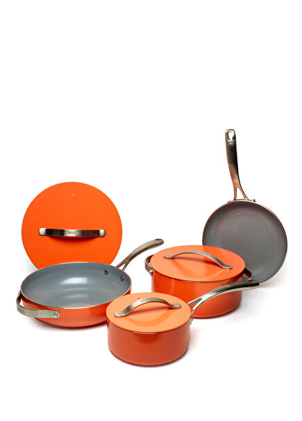 Alia Turuncu Seramik 7 Parça Tencere Seti