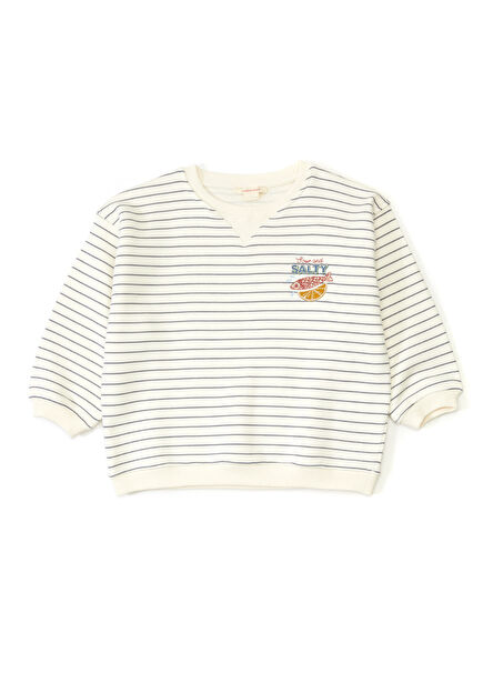 White Blue Striped Children's Organic Cotton Sweat
