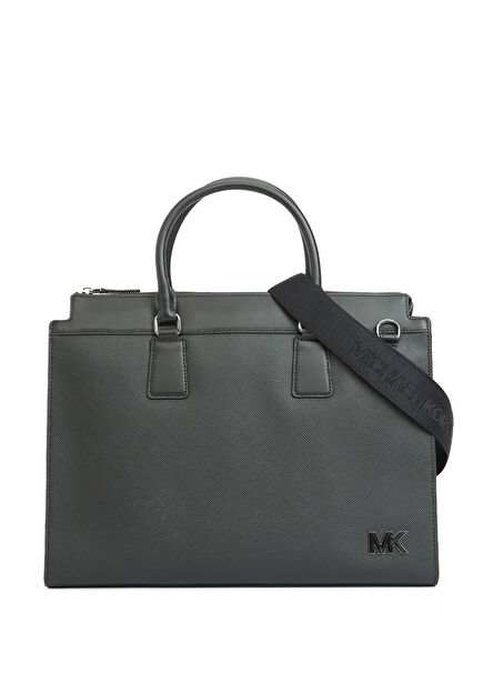 Edison Medium Black Leather Briefcase