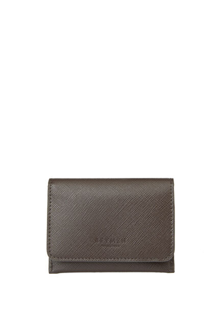 Saffiano Brown Men's Leather Flip Card Holder