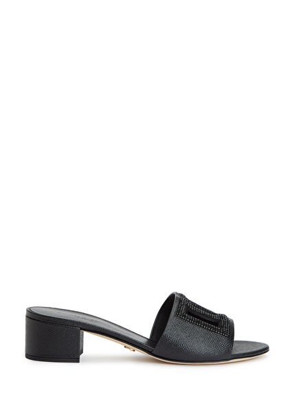 Black Women's Leather Slippers