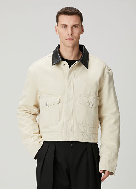 Nowell Bej Siyah Denim Ceket