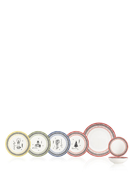 Holiday Collection 12-Piece Porcelain Dinnerware S