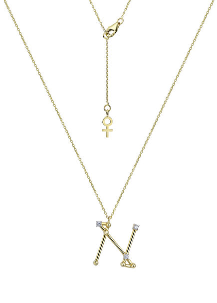 Galactic Letter Diamond Women's Gold Necklace-N