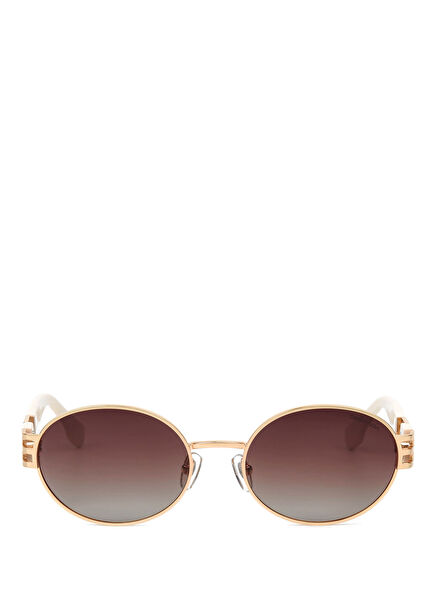 DS 2313 C4 Metal Oval Golden Yellow Havana Women's Sunglasses