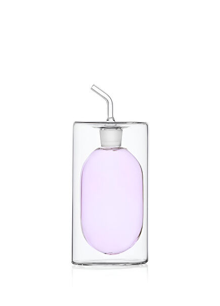 Cilindro Double Wall Pink Borosilicate Glass Oil Bottle 250 ml