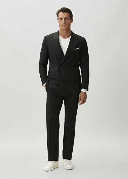 Black Stripe Pattern Wool Suit