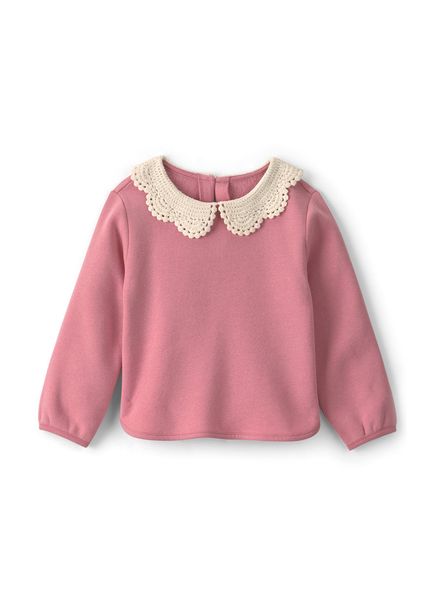 Pembe Yaka Detaylı Uzun Kollu Kız Çocuk T-shirt  