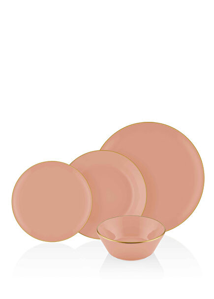 Basic Salmon Ceramic 24 Piece Dinner Set