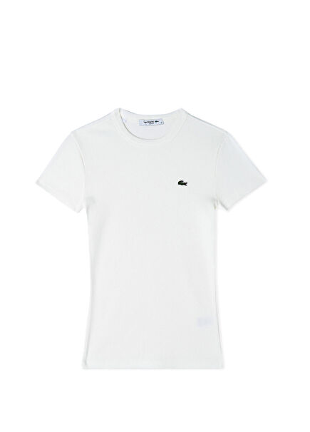 Slim Fit Bisiklet Yaka Beyaz Kadın T-Shirt