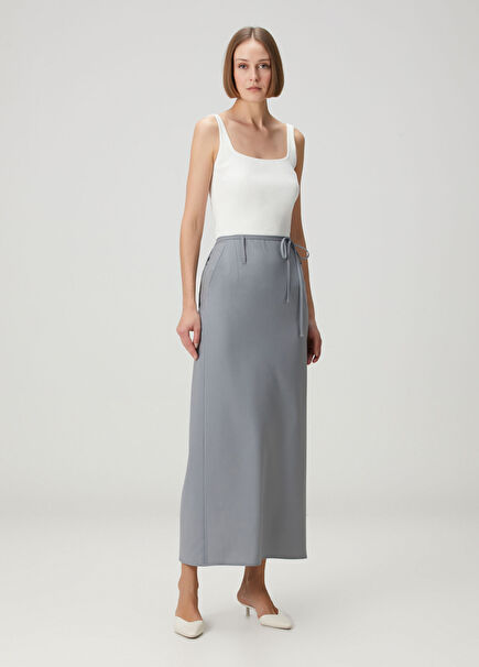 Arline Gri Midi Etek