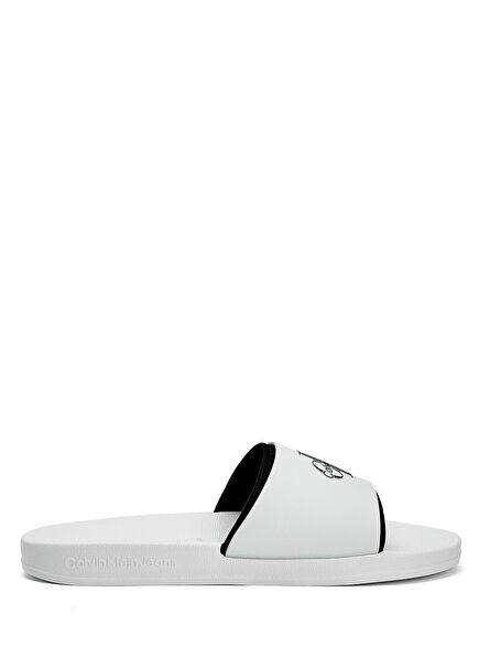 White Logo Men's Slippers