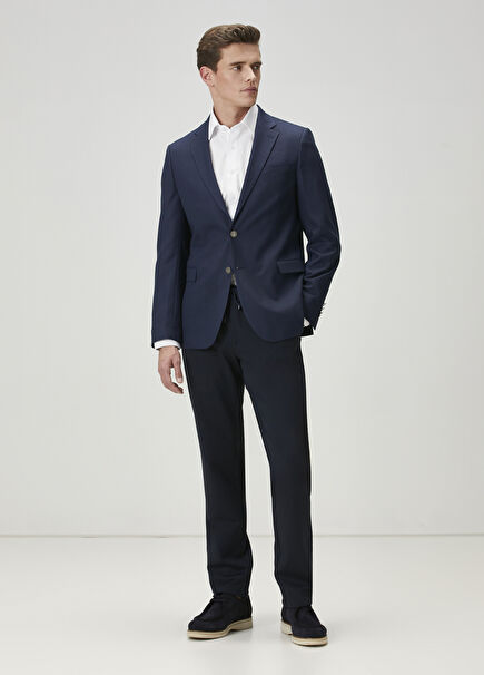 Navy Blue Waist Corded Chinos