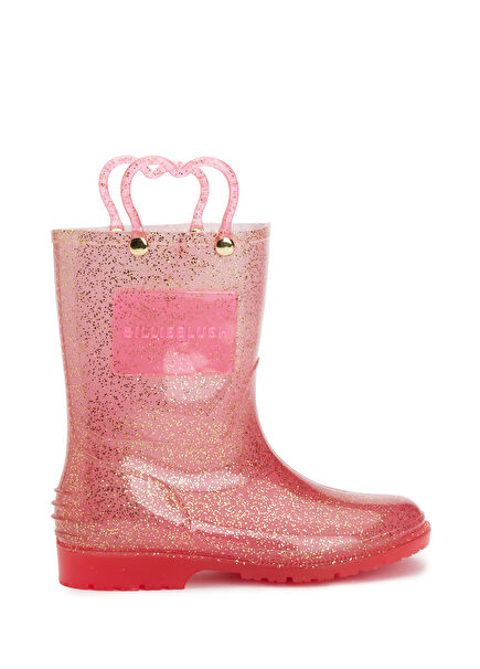 Pembe Simli Kız Çocuk Yağmur Botu