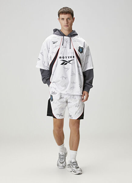 Soccer White Black Printed Shorts