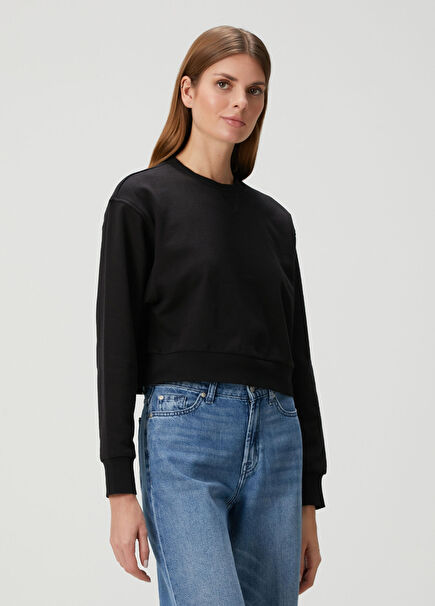 Siyah Crop Sweatshirt
