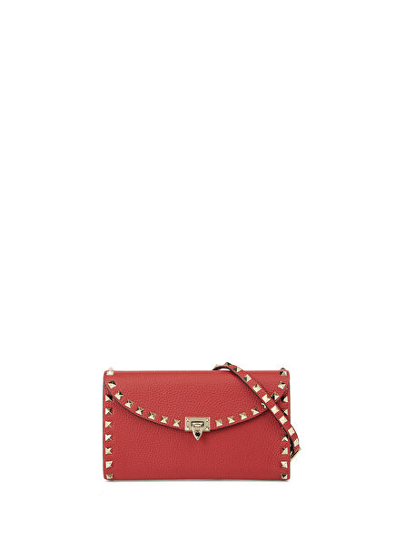 Rockstud Kırmızı Kadın Deri Çanta