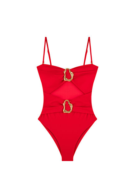Gianna Burnt Sienna Red Accessories Women's Swimsuit with Window