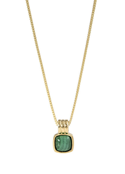 Malachite 14K Gold Women's Necklace with Natural Stones